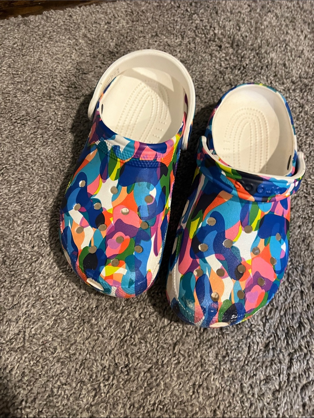 CROCS Multicolor Floral-Print Clogs with White Base